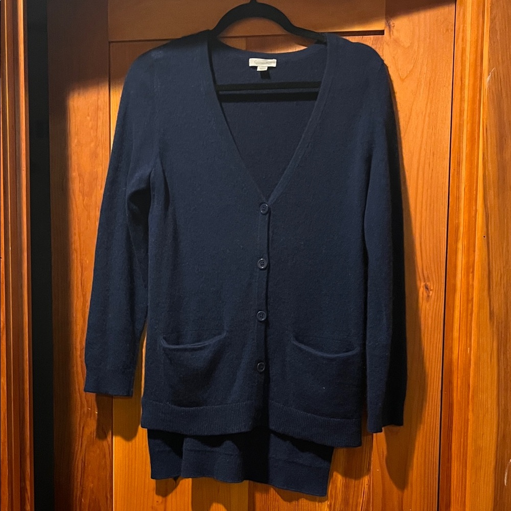 Garnet Hill Navy Blue Women's Cashmere Cardigan